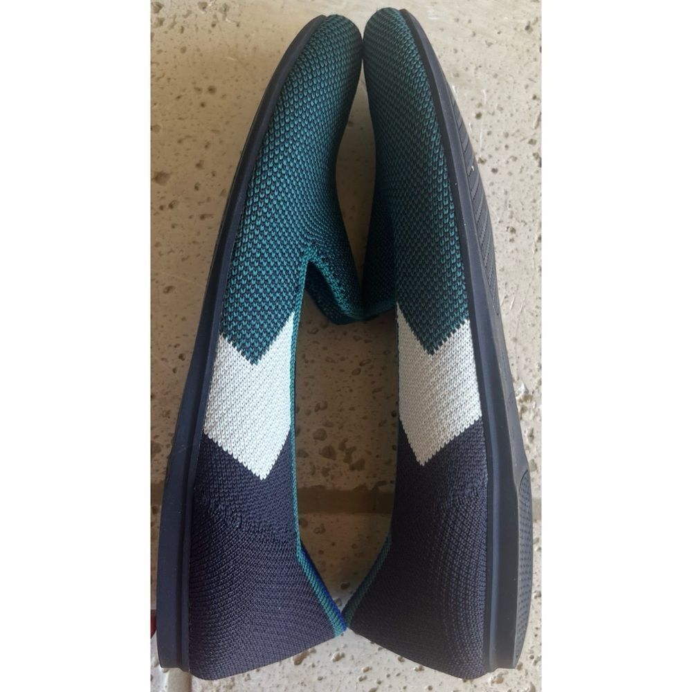 Rothy's Spruce Prep Loafer Women's Size 6.5 
Green, Navy, and White - Picture 7 of 13